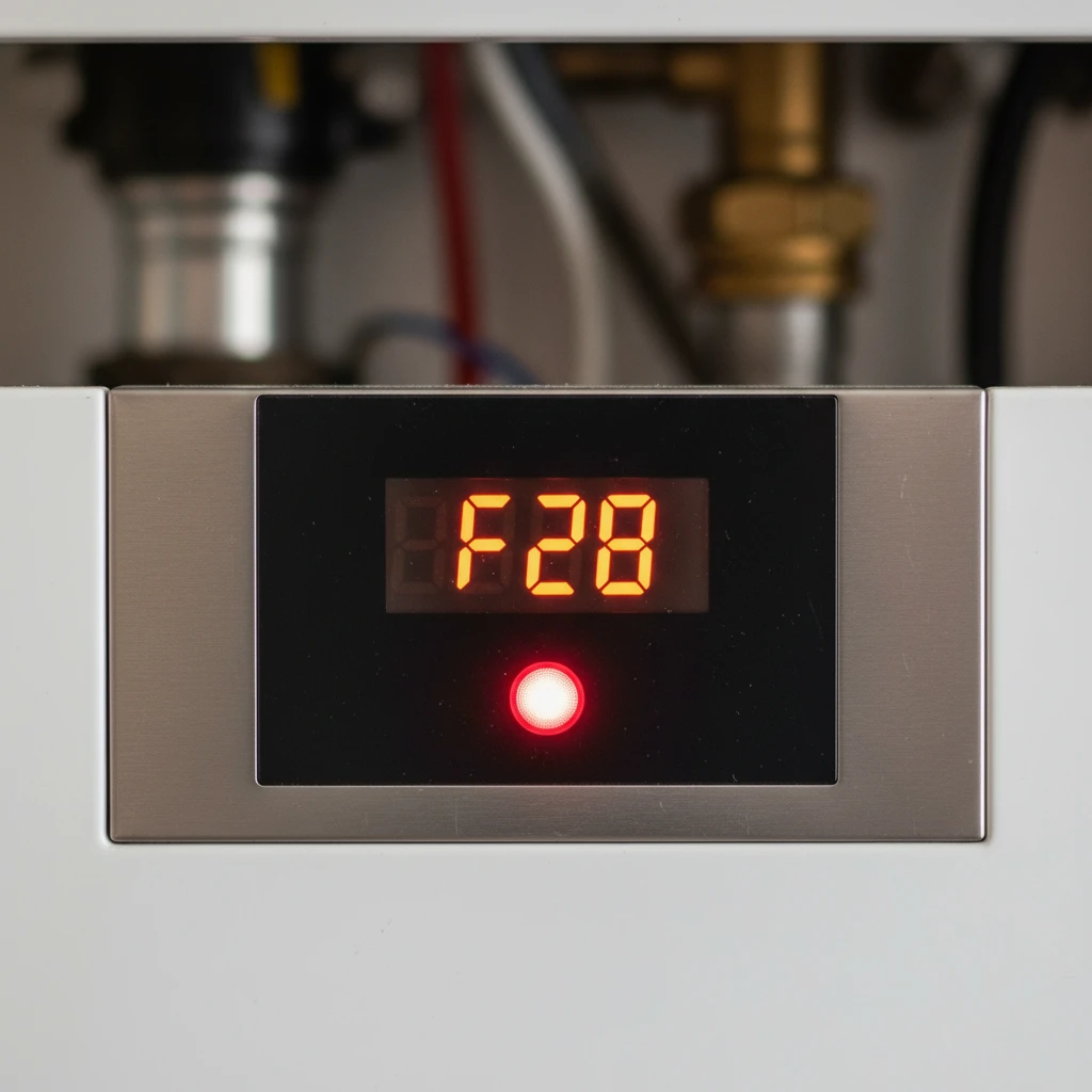 Code erreur affiche sur l'ecran d'une chaudiere en panne