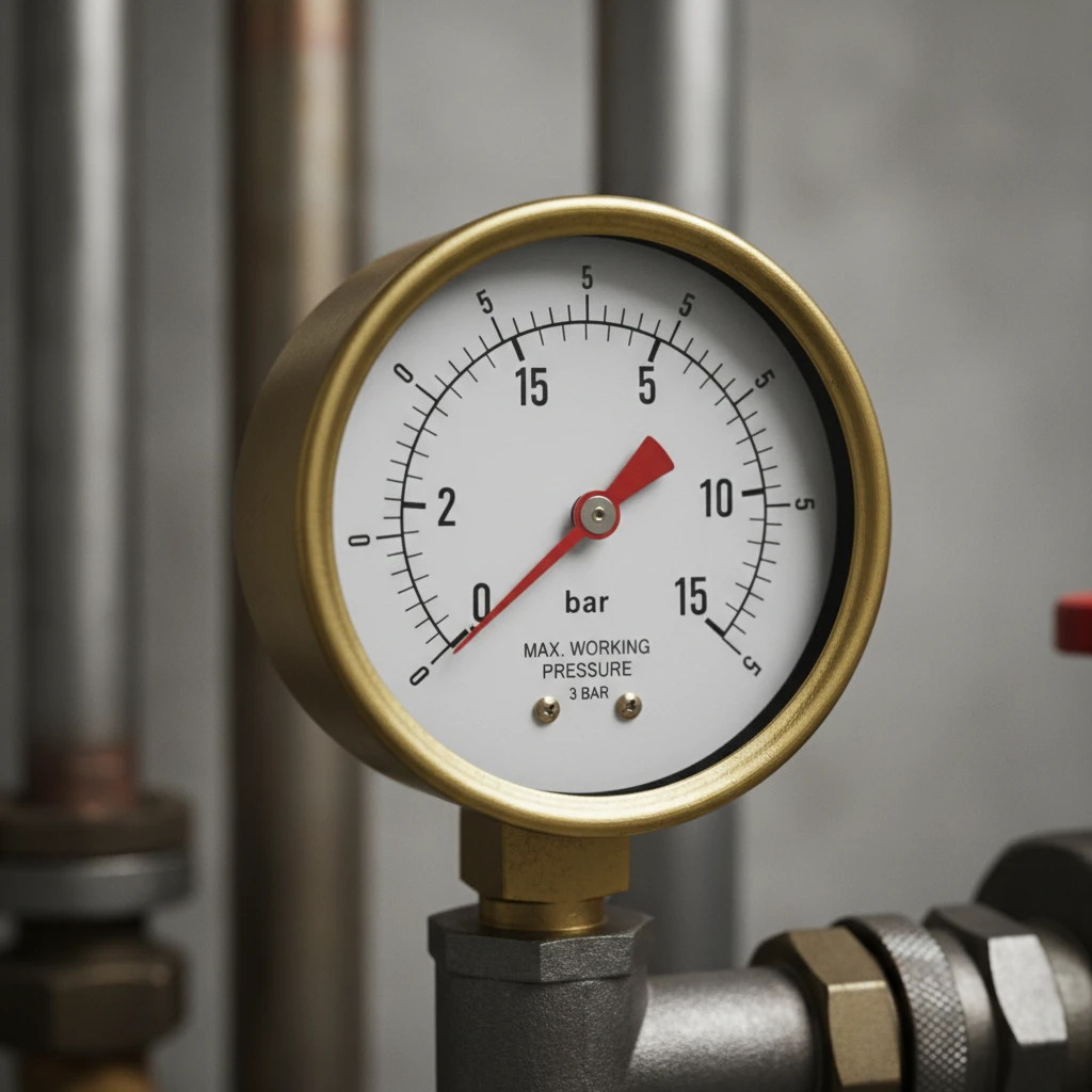 Manometre de pression d'une chaudiere indiquant la pression ideale